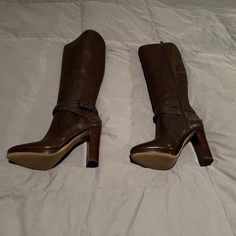 Coach Brown Leather High Heel Boots - Size 8M